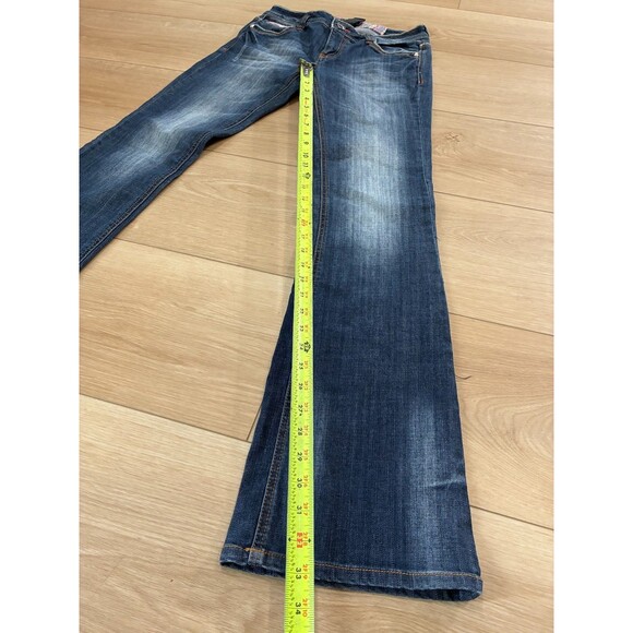 SILLY Jeans Women's Y2K Blue Wash Distressed Bootcut Flare Denim Pants 7 - Picture 3 of 6